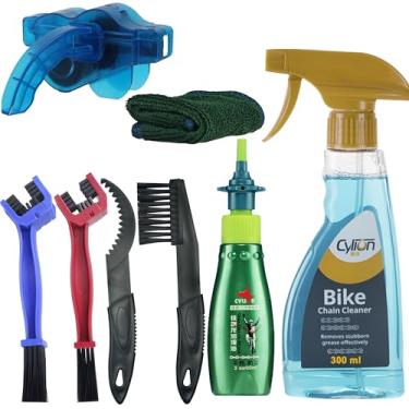 Imagem de JXINLODGEG Kit de limpeza de corrente de bicicleta, incluindo lubrificante de óleo, ferramenta de escova de limpeza de bicicleta, agente de limpeza de corrente de bicicleta, lubrificante de corrente