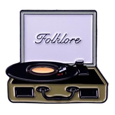 Imagem de Broche de folclore de lapela esmaltado para álbuns de música, vinil, toca-discos, Aço inoxidável, Sem Pedra Preciosa