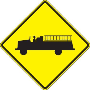 Imagem de Accuform FRW727RA Placa refletiva de trânsito de alumínio de grau de engenheiro (MUTCD W11-8), cruzamento de veículo de emergência", 61 cm de comprimento x 61 cm de largura x 0,2 cm de espessura,