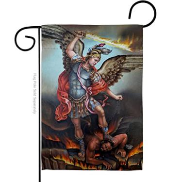 Imagem de Ornament Collection Bandeira de São Miguel Vanquishing Satanás Garden - Religious Faith Hope Grace Peace Dove Christian Religiion Easter House Decoration Banner Small Yard Gift Double-Sided, Feito nos EUA