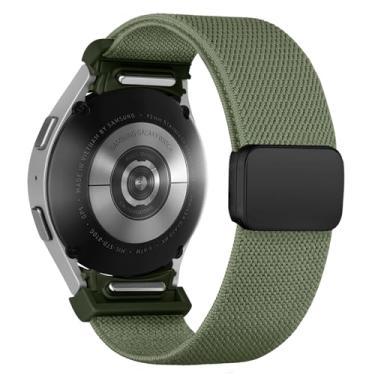 Imagem de Pulseiras de tecido One Click para Samsung Galaxy Watch 7 6 5/4/FE de 40 mm e 44 mm/Galaxy Watch 6 Classic de 43 mm e 47 mm/5 Pro de 45 mm/4 Classic de 42 mm e 46 mm, pulseira esportiva de nylon