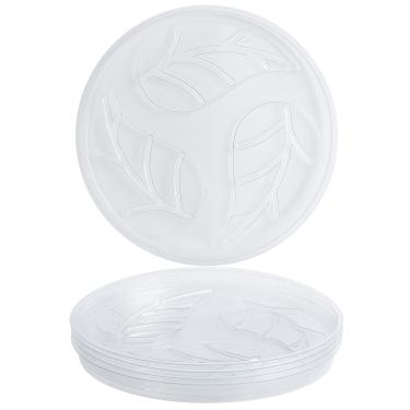 Imagem de OAKBAY 5 peças de bandeja coletora de pires de plástico transparente grosso de 25,4 cm para vasos (25,4 cm)