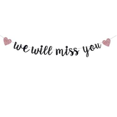 Imagem de Banner We Will Miss You, graduação/deixando o trabalho/mudança de trabalho/recolocação/mudança/transferência/despedida decorações de placa de papel com glitter preto