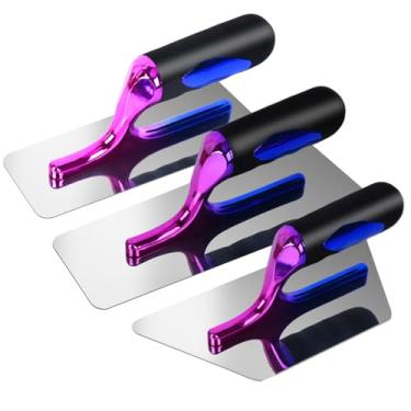 Imagem de UpJiaflarish Conjunto de espátula de acabamento de pintura artística de aço inoxidável - 3 peças de ferramentas manuais de construção de alvenaria de reboco polido e deslumbrante para pintura