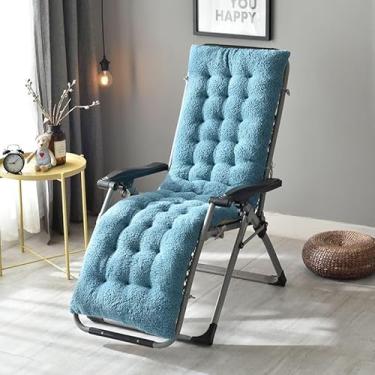 Imagem de Almofadas para espreguiçadeiras ao ar livre - Almofada de banco grossa, macia e protegida contra UV com laços para pátio, piscina, cadeiras reclináveis ​​de jardim(Blue,50 * 160cm)