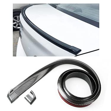 Imagem de Banseko Kit de Lábio de Teto de Spoiler de Porta-Malas de Carro, Lábio de Porta-Malas Traseiro 3D Pu Ou Barra de Adesivo de Spoiler de Telhado com Padrão de Fibra de Carbono, Kit de Spoiler Traseiro E