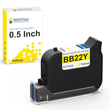 Imagem de BENTSAI Cartucho de tinta solvente original BB22Y de 0,5 polegada de altura de impressão de tinta de secagem rápida para impressora portátil a jato de tinta BT-HH6205B 6205BL (amarelo)