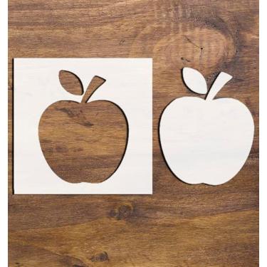 Imagem de STENCILAIR Estêncil de maçãs, 10 cm, design bonito, estêncil reutilizável de qualidade para pintura, artesanato e decoração para paredes, tecidos e móveis, ferramenta DIY reciclável