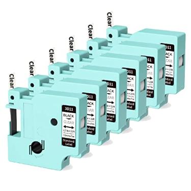 Imagem de Pacote com 6 fitas para etiquetadoras compatíveis com DYMO D1 45010, substituição para refil de etiquetadora DYMO A45010 preto sobre transparente, 1/2 polegada x 23 pés para DYMO LabelManager 160 280