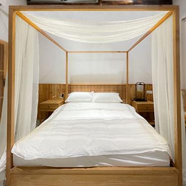 Imagem de Linentalks Cachecol de Cama de Dossel de Marfim para Cama de Solteiro, Cortinas de Cama de Dossel de Luxo, Cortinas de Cama de Dossel de Valance de Lenço Transparente, Cortinas de (52" X 205" Para Cam