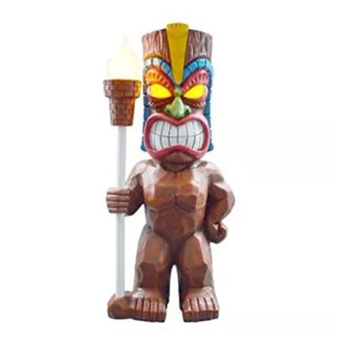 Imagem de Ornamentos de Estatueta de Totem Solar, Artesanato de Luz LED Tiki para Trilha de Gramado de Varanda, Totem Solar, Com Decoração de Luz de Jardim LED, Artesanato de Resina para