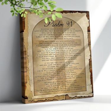 Imagem de Decoração Cristã Escritura Inspiradora Arte de Parede Salmo 91 Decoração de Parede Versos Bíblicos Decoração de Sala de Oração Presentes Religiosos para Casa ou Escritório, Parede Cristã 30,5 x 40,64