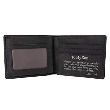 Imagem de Kenon Carteira de couro personalizada para homens, com bloqueio de RFID, dobrável, elegante, para marido, filho, pai, aniversário, dia dos namorados, dia dos pais, presentes de Natal, Black-Son From