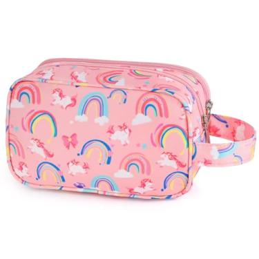 Imagem de Foxstory Bolsa de higiene infantil para meninas e meninos, Rainbow Unirorn