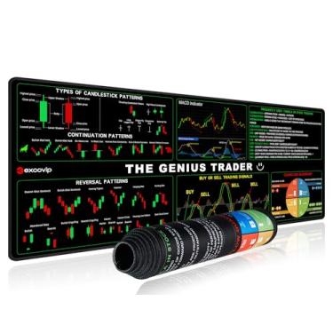 Imagem de excovip Stock Market Invest Day Trader Trading Mouse Pad Gráfico Padrão Folha de Cheat, Tapete de Mouse de Computador Grande com Bordas Costuradas 900 x 300 mm 0378