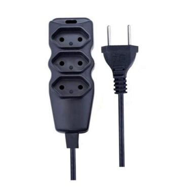 Imagem de Extensão Elétrica Lys 3 Tomadas 2P/10A 10m Preta - M-9219