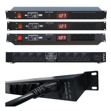 Imagem de Regua de AC Profissional 12 Tomadas 10A 2500W Padrão Rack Para Perifer