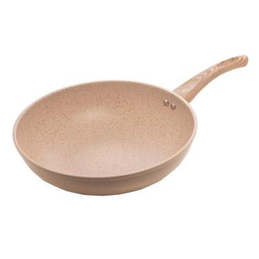 Imagem de Frigideira Wok de Indução Lyor em Alumínio com Revestimento Cerâmico Granilite Bege - 28cm