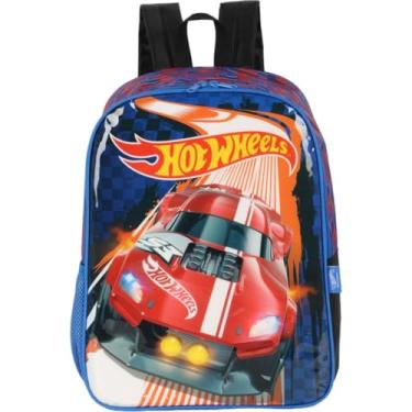 Imagem de Mochila Escolar, Hot Wheels, Grande, Azul, Luxcel