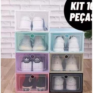 Imagem de Kit Caixas Organizadoras Para Tênis Sapatos Multiuso Empilhável Tampa 