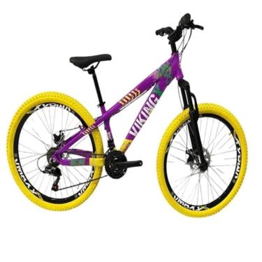 Imagem de Viking Lilas Amarelo Tuff25/30 Do Grau Cambio Shimano Rodas Vmaxx Pneu Colorido Amarelo