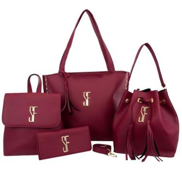 Imagem de Bolsas Femininas Selfie Store kit com 4 Lindas Bolsas, Vinho