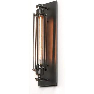 Imagem de Industrial Luminária De Parede Antigo E27 Edison Luminária De Parede Vintage Arame De Ferro Gaiola Flauta Arandela Para Cabeceira Bar Restaurante Loft Corredor(Tungsten Bulb,Black)