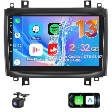 Imagem de IKASEFU Receptor de rádio automotivo Android 13 sem fio CarPlay Android para Cadillac, tela sensível ao toque de 25.4 cm 2 + 32G estéreo automotivo com navegação GPS, WiFi, Bluetooth, AHD, microfone