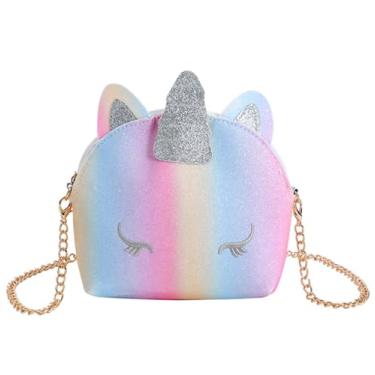 Imagem de Bolsa tiracolo feminina de unicórnio com glitter e lantejoulas, Lantejoulas arco-íris, One Size