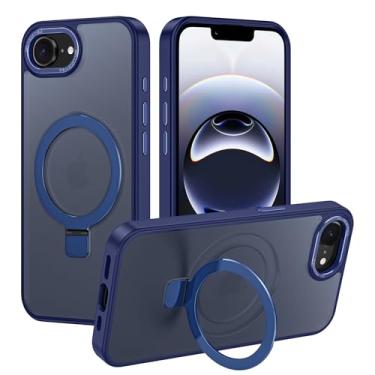 Imagem de Casehas Capa para iPhone 16e, com suporte magnético invisível [compatível com MagSafe] à prova de choque, fina, translúcida, antiderrapante, militar, proteção contra quedas, azul marinho