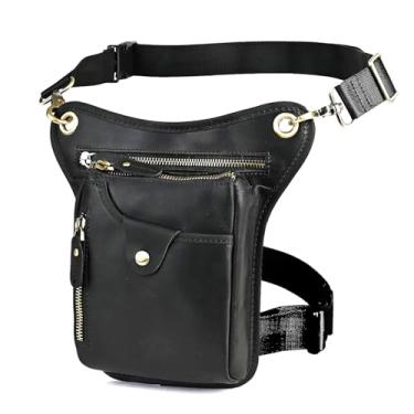 Imagem de Le'aokuu Bolsa De Couro Genuíno Masculina Para Esportes Ao Ar Livre, Caminhada, Cintura, Quadril, Bolsa De Ombro, Perna Caída, Coxa, Bolsa Para Mulheres 211-5 01, Preta 2