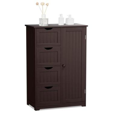 Imagem de Armário de Banheiro COSTWAY com 4 Gavetas e Prateleira - Ideal para Ar