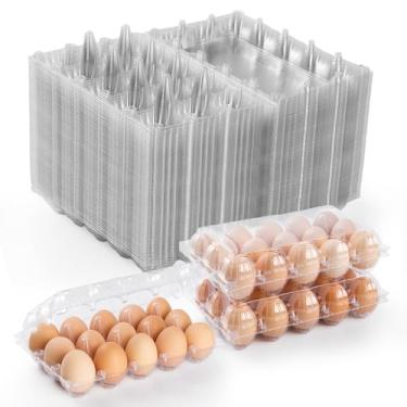 Imagem de AYAYGD Pacote com 55 caixas transparentes para ovos baratos, caixa de plástico para ovos a granel, 15 unidades, porta-ovos reutilizável, recipientes médios para ovos de galinha, grades 3 x 5