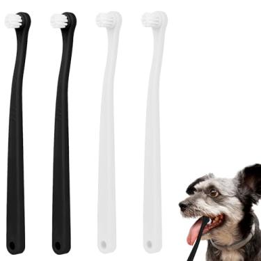 Imagem de 4 peças de escova de dentes para cães pequenos para animais de estimação, mini escova de dentes de gato, escova de dentes para filhotes, escova de dentes portátil para viagem, kit de limpeza profunda