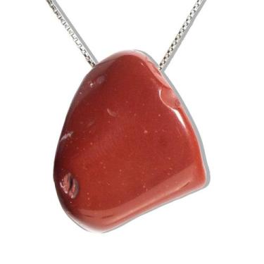 Imagem de 01 Jaspe Vermelho Pedra Rolada Furo Vazado Artesanato - CristaisdeCurv
