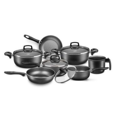 Imagem de Jogo de Panelas MTA Madri 7 Peças Antiaderente Tampa de Vidro com Saíd