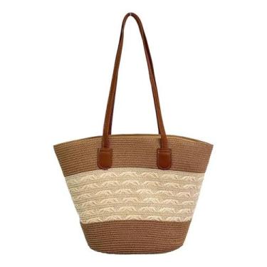 Imagem de Bolsa Grande Espaçosa Feminina Shopping Palha Sintética Top - Alwy