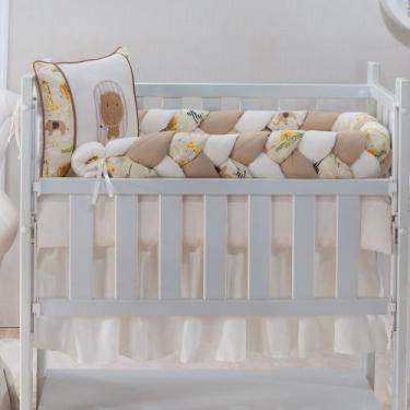 Imagem de kit para mini berço safare bege com 8 peças trançado em tecido de algo