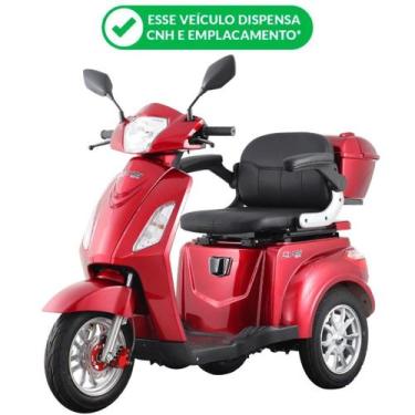 Imagem de Triciclo Elétrico Eko-10 Vermelho 1000W Tração Reduzida - Não precisa 