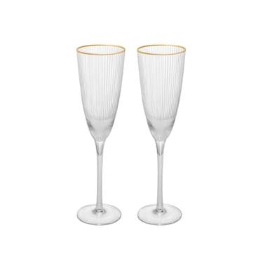 Imagem de Conjunto de Taças para Champanhe Wolff com Borda Dourada Lines 300 ml em Vidro – 2 Peças
