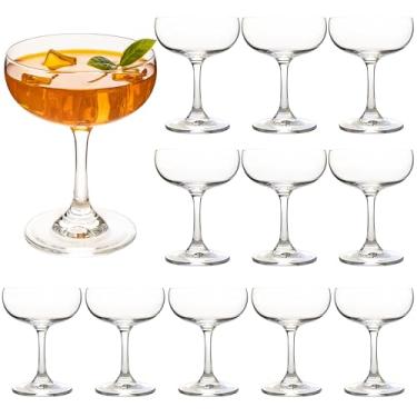 Imagem de YARYOUNG Conjunto de 12 taças de champanhe de cristal, taças de cupê elegantes de 200 ml, copo de coquetel clássico para Martini, Margarita, Mixologia, bar, festa, conjunto de copos para beber, pode