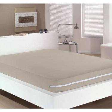 Imagem de Capa Para Colchão Buettner Casal Malha 100% Algodão Com Zíper Trigo