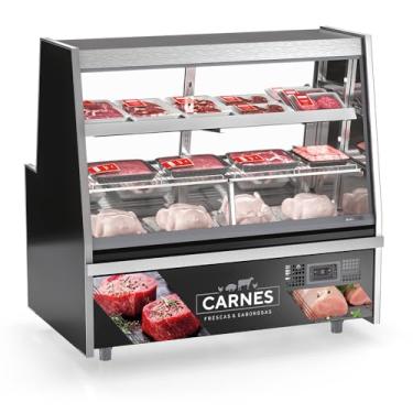 Imagem de Balcão de Açougue Avícola 1,50m GRTA-150 PR Preto Gelopar Linha Turino - 2 Níveis 220V