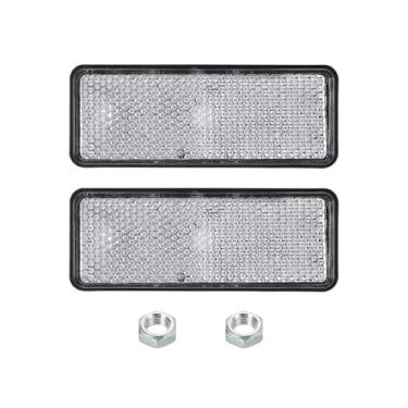 Imagem de PATIKIL Refletores traseiros retangulares, 2 peças refletor de advertência refletor de segurança plástico universal para motocicleta com suporte de parafuso M5 para carro, motocicleta, reboque