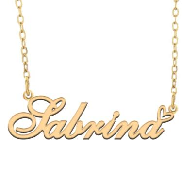 Imagem de A168A Colar Sabrina com nome personalizado, banhado e personalizado, para mãe, filha, Natal, Ano Novo, ouro, Metal, Sem Pedra Preciosa