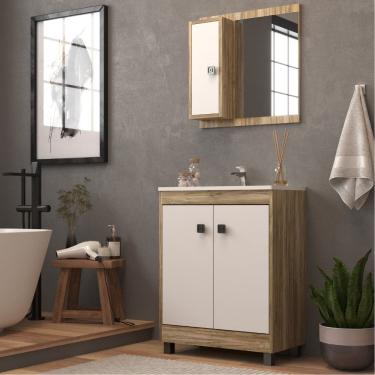 Imagem de Conjunto para Banheiro com Espelho e Cuba 3 Portas Tunísia Móveis Sander