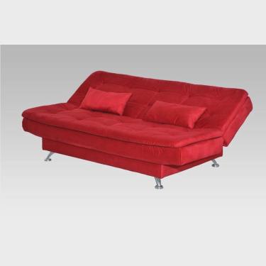 Imagem de Sofá Cama 03 Lugares Salomé 377 Sued Amassado Vermelho - Matrix