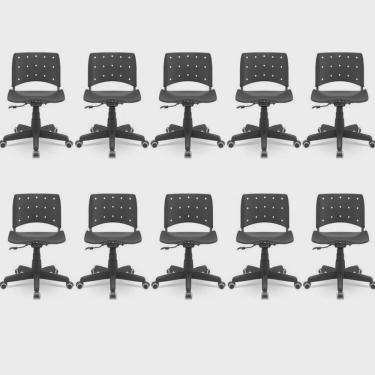 Imagem de Kit 10 Cadeiras para Escritório Ergonômica Secretária Giratória Ergoplax Mais Nr17