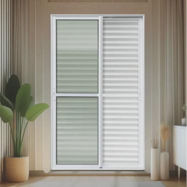 Imagem de Porta de Correr Venez. 3 Folhas Moveis 210 X 150 Elite com Fecho Automático Vidro Liso