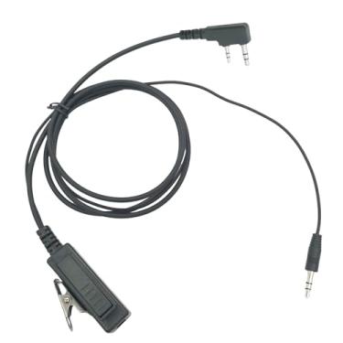Imagem de Pdflie Cabo Push-To-Talk K1 com adaptador auxiliar macho de 3,5 mm, microfone PTT para Baofeng UV-5R Retevis RT18 RT19 RT21 RT22 RT27 RT7 H-777 Kenwood rádios de 2 pinos conectados a fones de ouvido